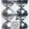 Набор пластиковых шаров Парис 80 мм, серебро, 6 шт, Kaemingk (022051)