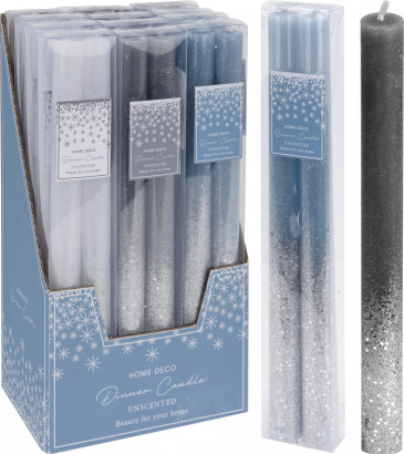 Свечи декоративные парафиновые Морозная дымка 25 см., набор 2 шт., белый, Koopman (ACC686220/1)