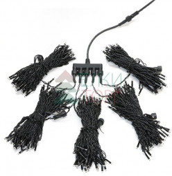 Комплект гирлянды на деревья с контроллером 50 м., 5 лучей по 10 м., 500 RGB LED ламп, черный силикон, Beauty Led (KFT300-10-1RGBBK)