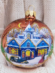 Елочный шар Рождественская ночь 65 мм., в подарочной упаковке, Коломеев (КУ-65-214178)
