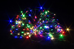 Светодиодная нить Роса 20 м., 200 разноцветных LED ламп, зеленый провод, Winner Light (m.01.4G.200-)