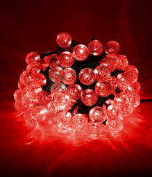 Светодиодная гирлянда шарики Пузырьки 10 м., 220V., 100 красных LED ламп 23 мм., коннектор, черный ПВХ, Beauty Led (PCS-100B-R)