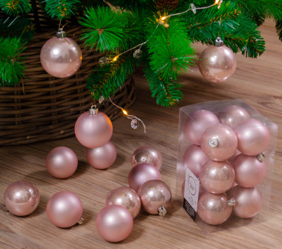 Набор пластиковых шаров Дивный 60 мм, нежно-розовый, 12 шт, Kaemingk (021924)