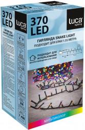 Светодиодная нить Snake Light 370 разноцветных ламп, 7.4 м., 24В, 8 режимов, зеленый провод, для елки 155 см., LUCA (83776)