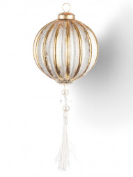 Винтажный стеклянный шар с кисточкой Шелка Востока 8 см., 1 шт., Karlsbach (12496)