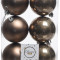 Набор пластиковых шаров Парис 80 мм, коричневый, 6 шт, Kaemingk (022030)