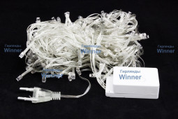 Светодиодная нить 26 м., 220V, 400 теплых белых LED ламп, контроллер, прозрачный провод, Winner (ww.01.5T.400-)